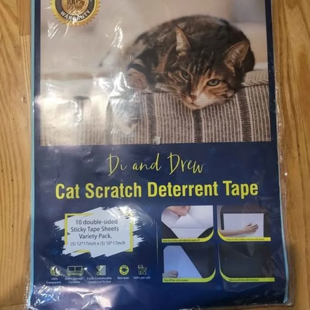 10-Pack Cat Scratch Deterrent Tape Double-Sided Anti-Scratch Clear Sticky Tape